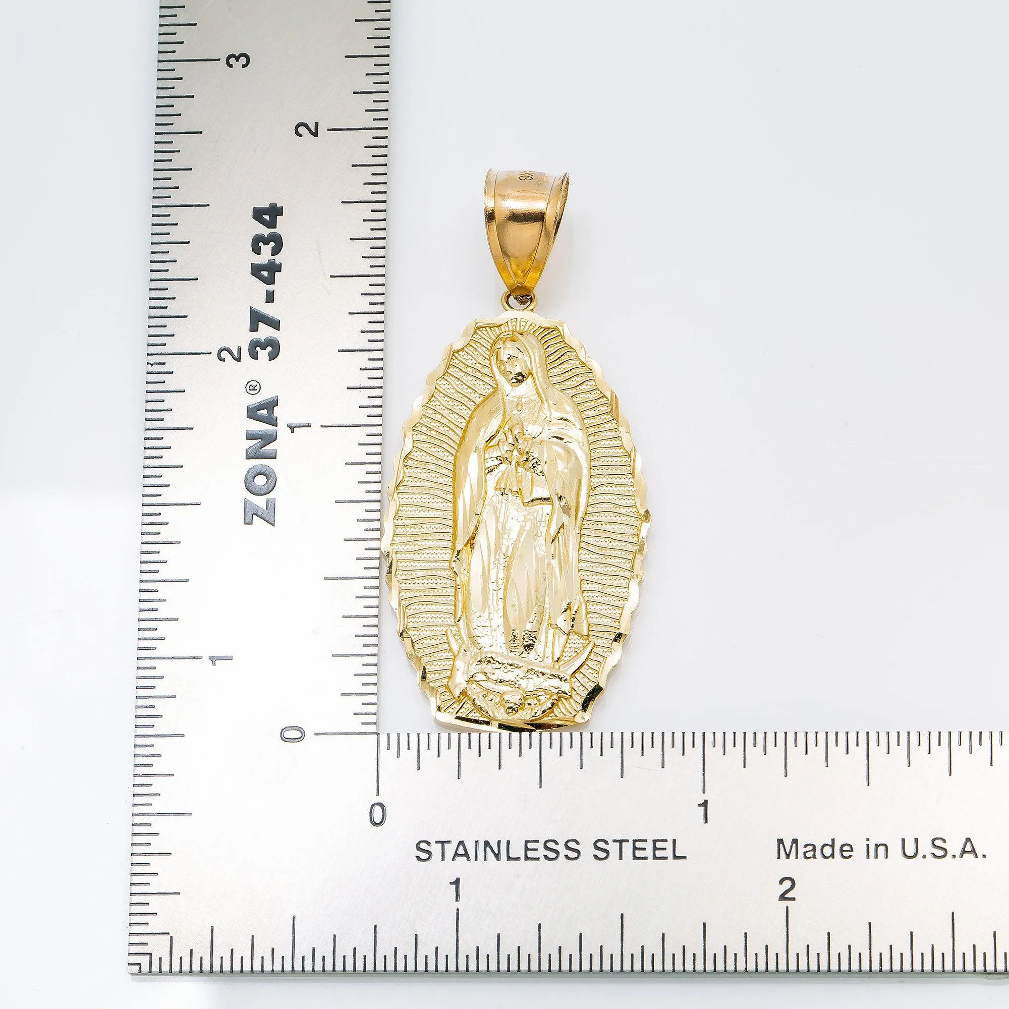 10K GOLD MOTHER MARY PENDANT 1.87"