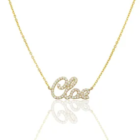 10K OR 14K YELLOW GOLD DIAMOND CUSTOM NAME NECKLACE