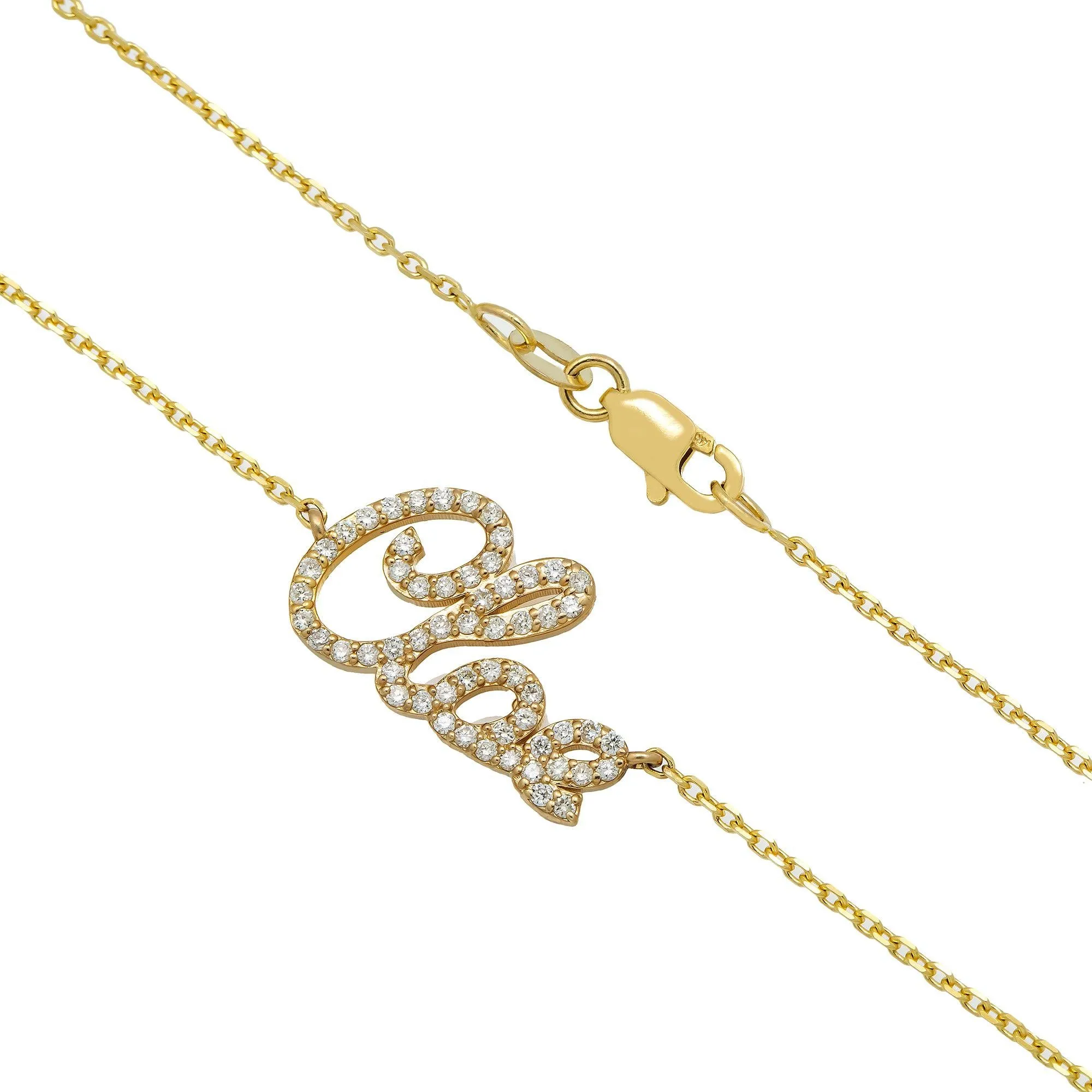 10K OR 14K YELLOW GOLD DIAMOND CUSTOM NAME NECKLACE