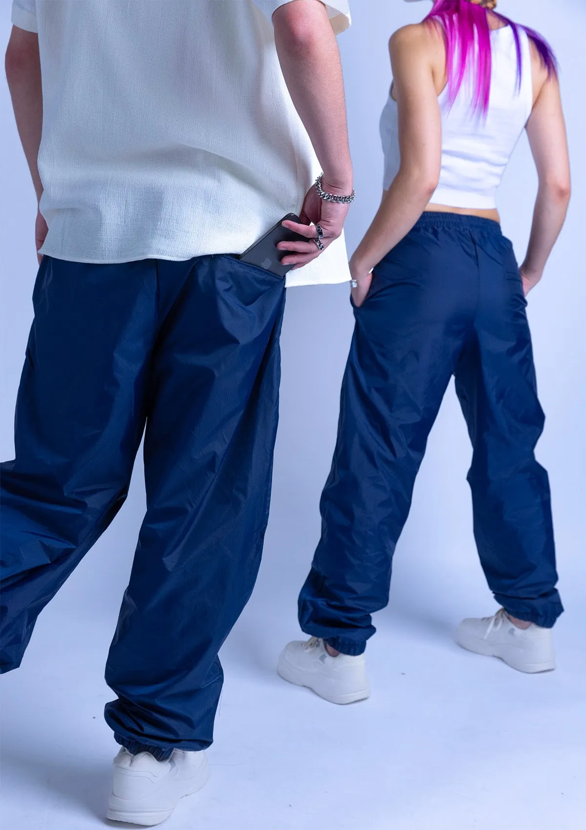 118T Unisex Cuffed Nylon Sweatpants - Navy Blue