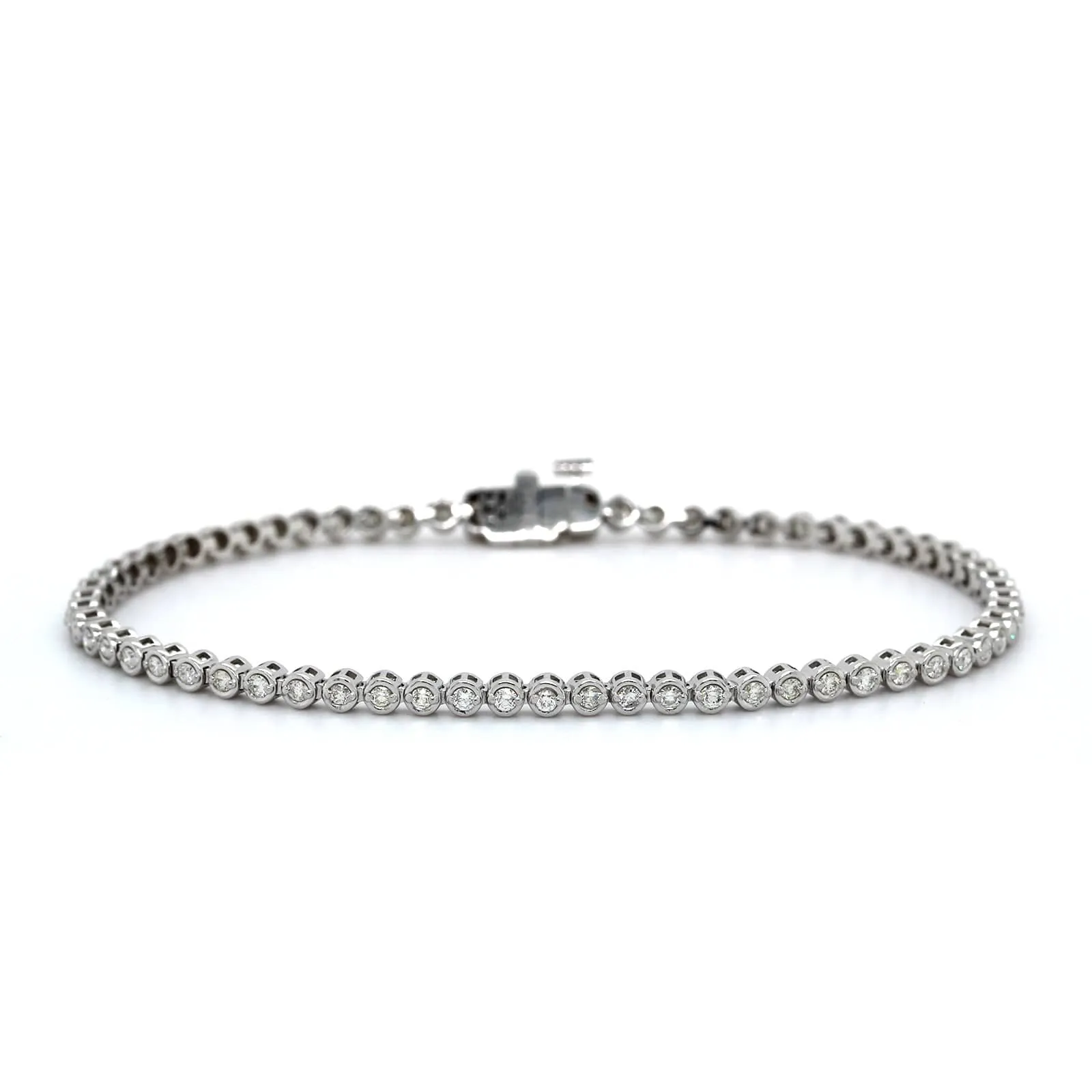 14K White Gold Bezel Set Diamond Tennis Bracelet