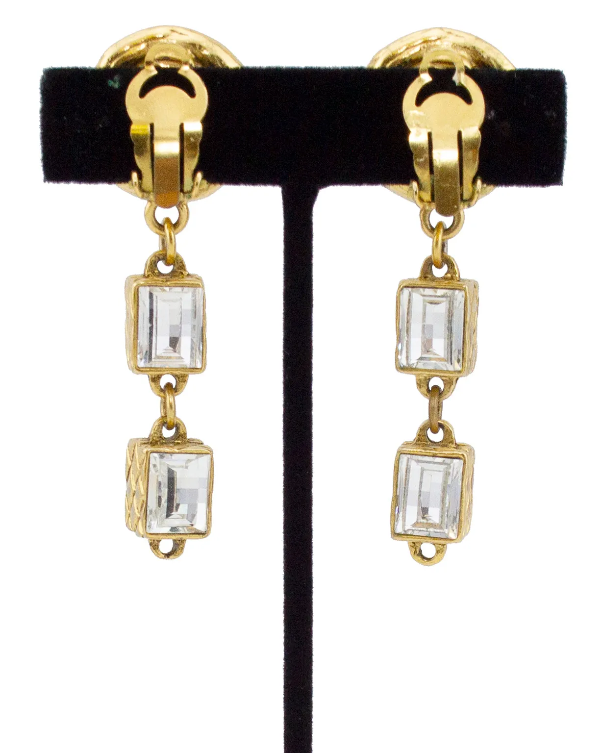 1984 Chanel Collection 23 Pearl and Rhinestone Drop Earrings&nbsp;