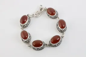 7.5" Carolyn Pollack 925 Silver 26.50tcw Carnelian Bracelet (34.51g.)