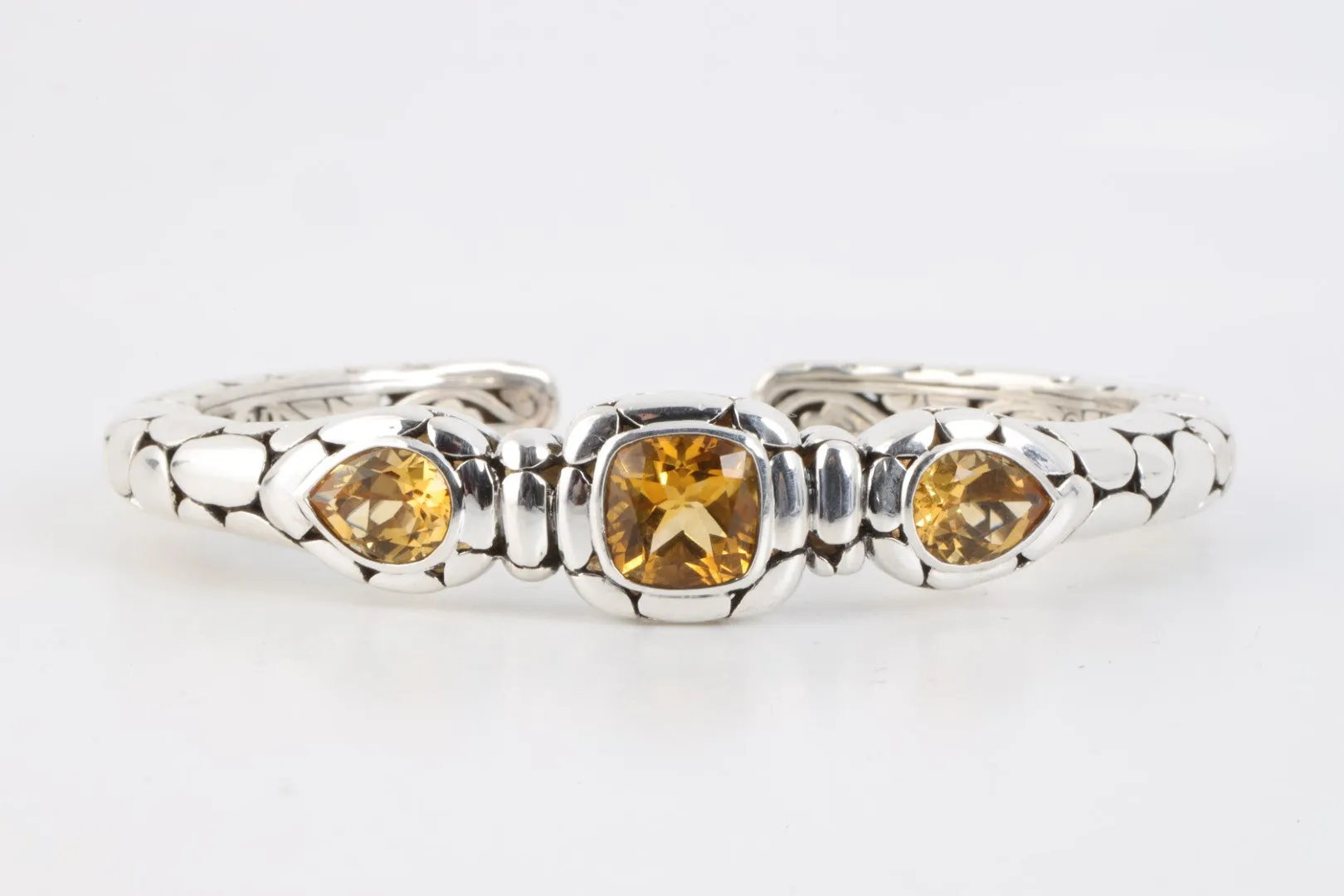 7.5" John Hardy 925 Silver 5.44tcw Citrine Cuff Bracelet (30.86g.)