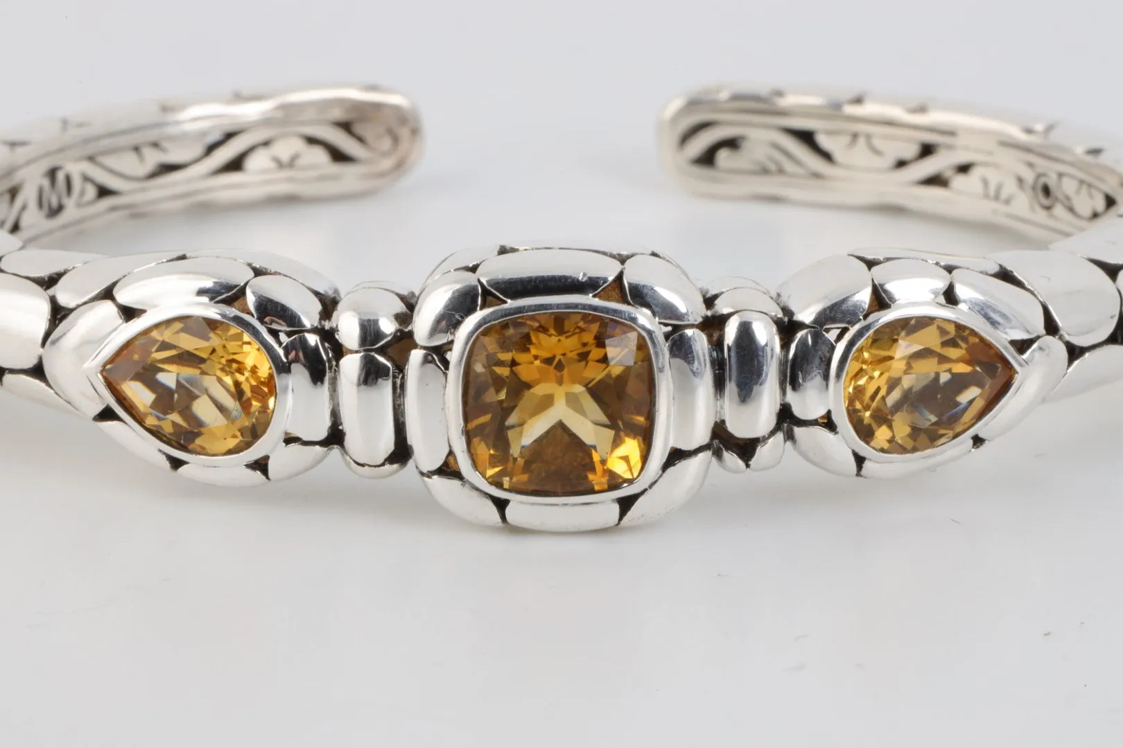 7.5" John Hardy 925 Silver 5.44tcw Citrine Cuff Bracelet (30.86g.)