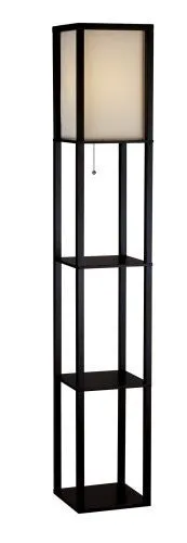 ADESSO 3138-01 WRIGHT 63" FLOOR LAMP W/ 2 STORAGE SHELVES SMART SWITCH COMPATIBLE