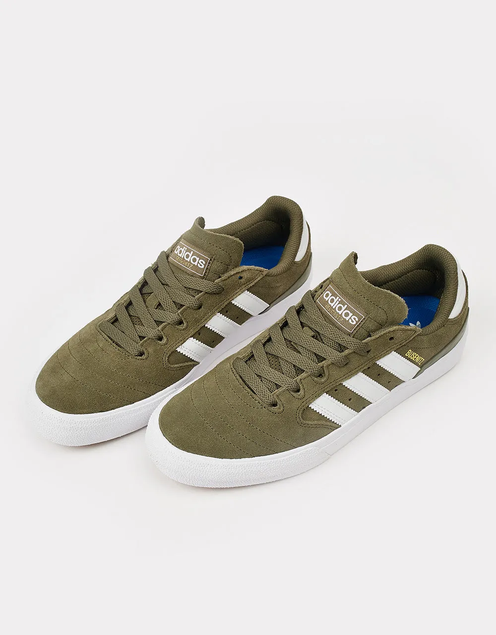 adidas Busenitz Vulc II Skate Shoes - Olive Strata/White/Gold Metallic