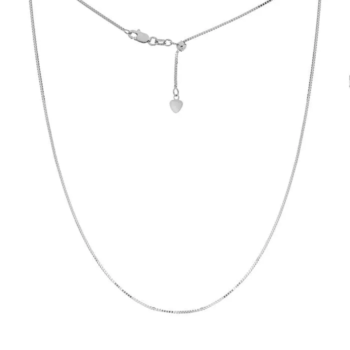 ADJUSTABLE WHITE GOLD BOX CHAIN