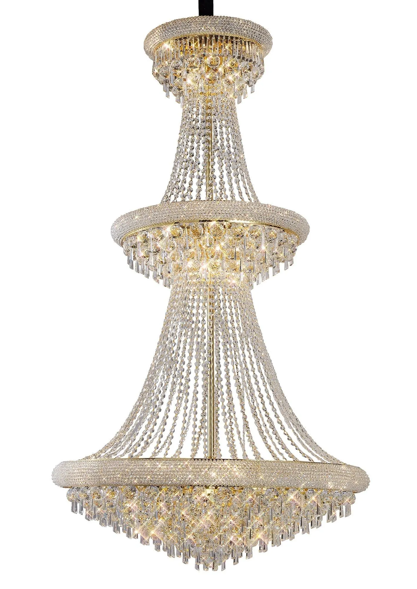 Alexandra Pendant 3 Tier 29 Light E14 Gold/Polished Chrome