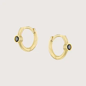 Alexis mini Hoop Gold Earring with Black Diamond