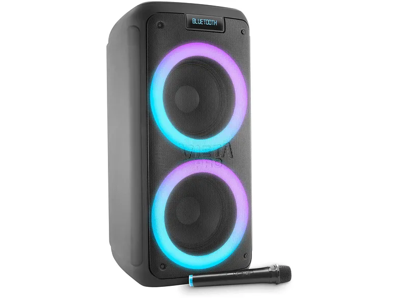 Altavoz de gran potencia - Vieta Pro Party 20, 500 W, Bluetooth, Micrófono inalámbrico, 9 hs de autonomía, Negro