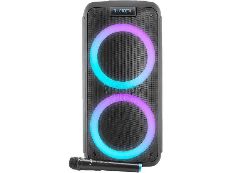 Altavoz de gran potencia - Vieta Pro Party 20, 500 W, Bluetooth, Micrófono inalámbrico, 9 hs de autonomía, Negro