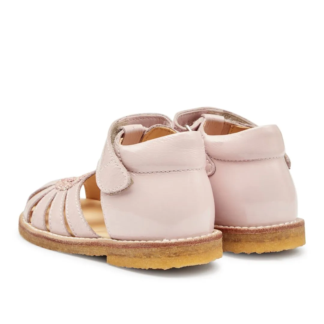 Angulus - Hjertesandal med glitter og velcrolukning - 2711/2750 Pale Rose/Rose Glitter