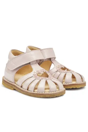 Angulus - Hjertesandal med glitter og velcrolukning - 2711/2750 Pale Rose/Rose Glitter