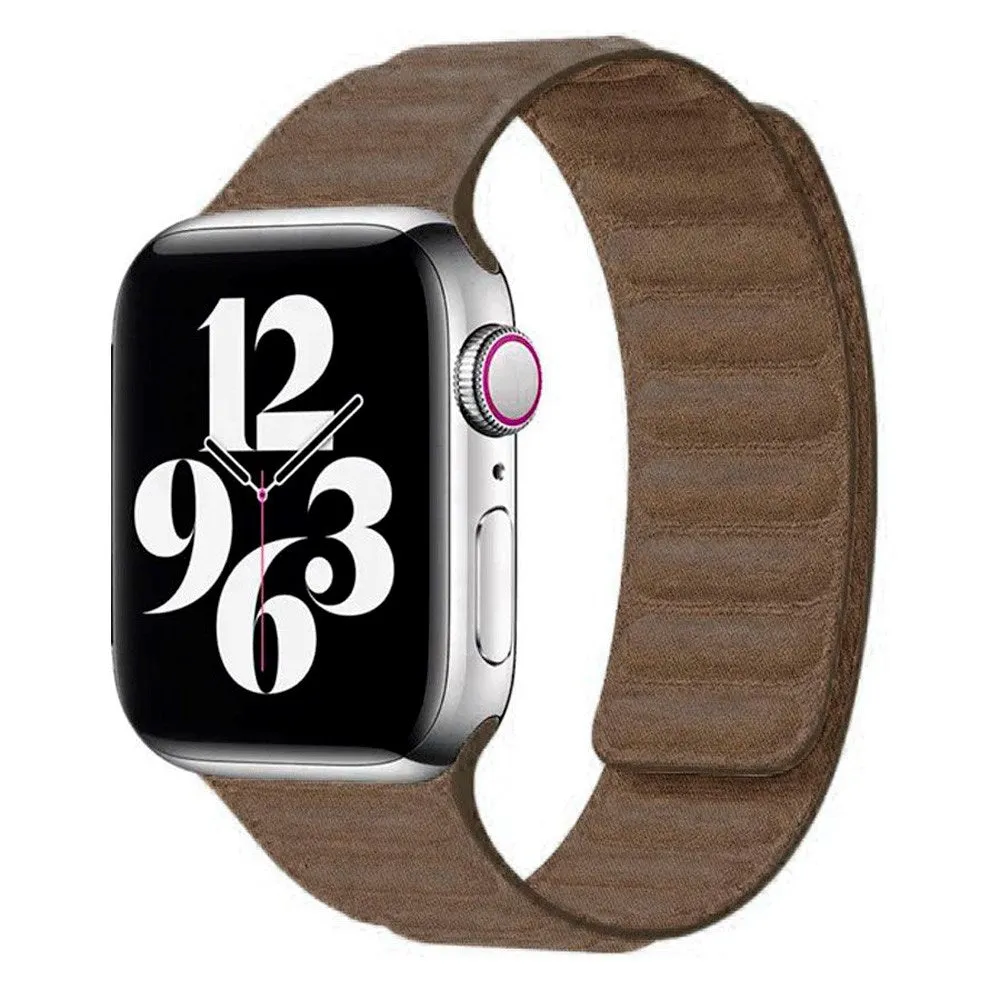 Apple Watch (42/44/SE/45/49mm) Lippa Magnetisk Finewoven Rem - Brun