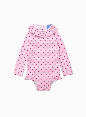 Baby Swimsuit in Pink Strawberry Stripe