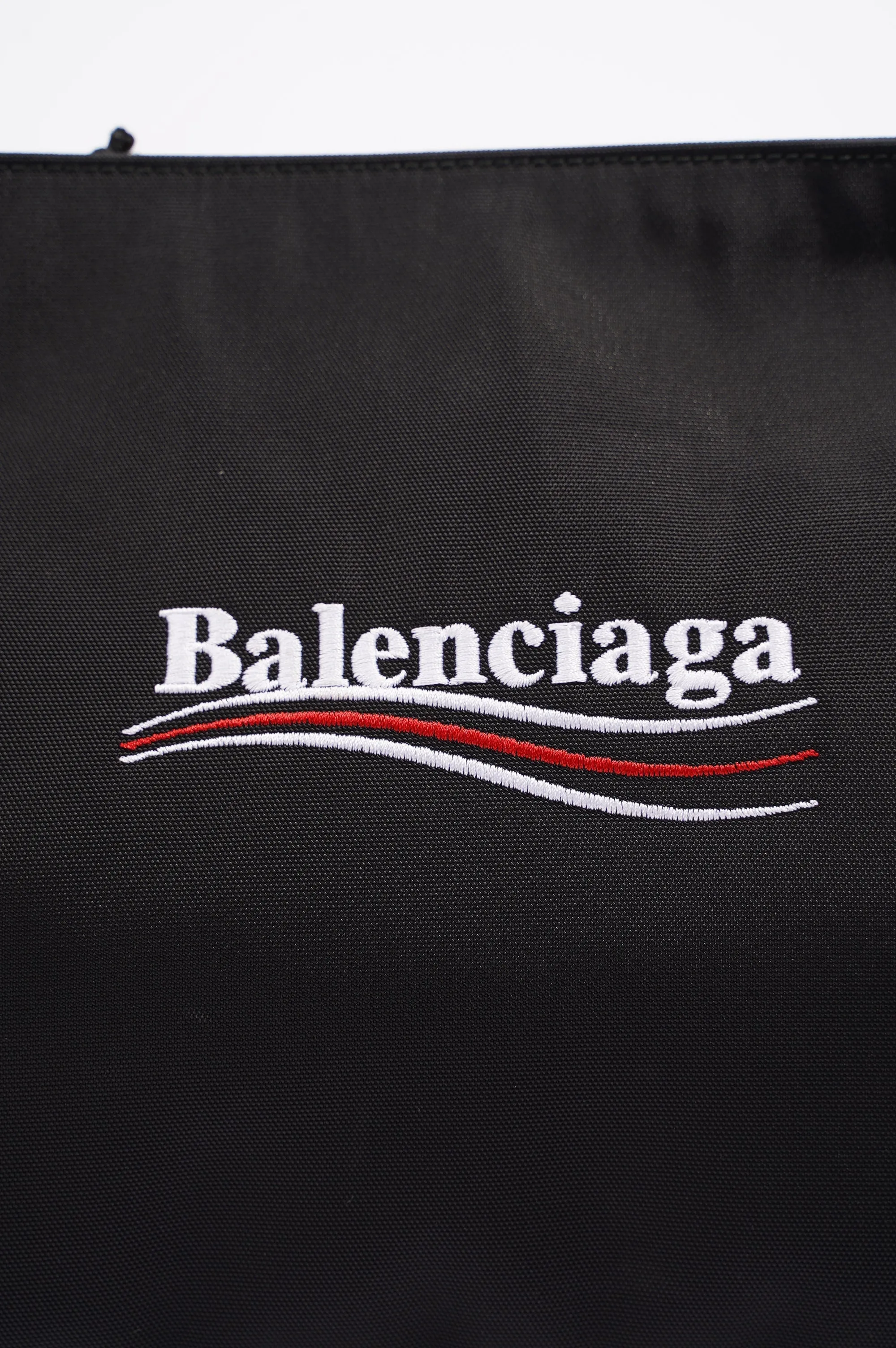 Balenciaga Womens Pouch Logo Black Nylon Large