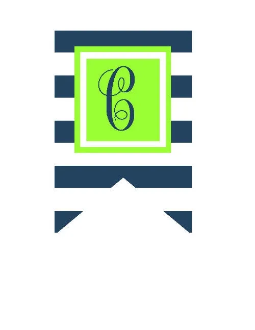 Banner Letters | Preppy Nautical Lime Green & Navy Blue | UPRINT | Schoolgirl Style