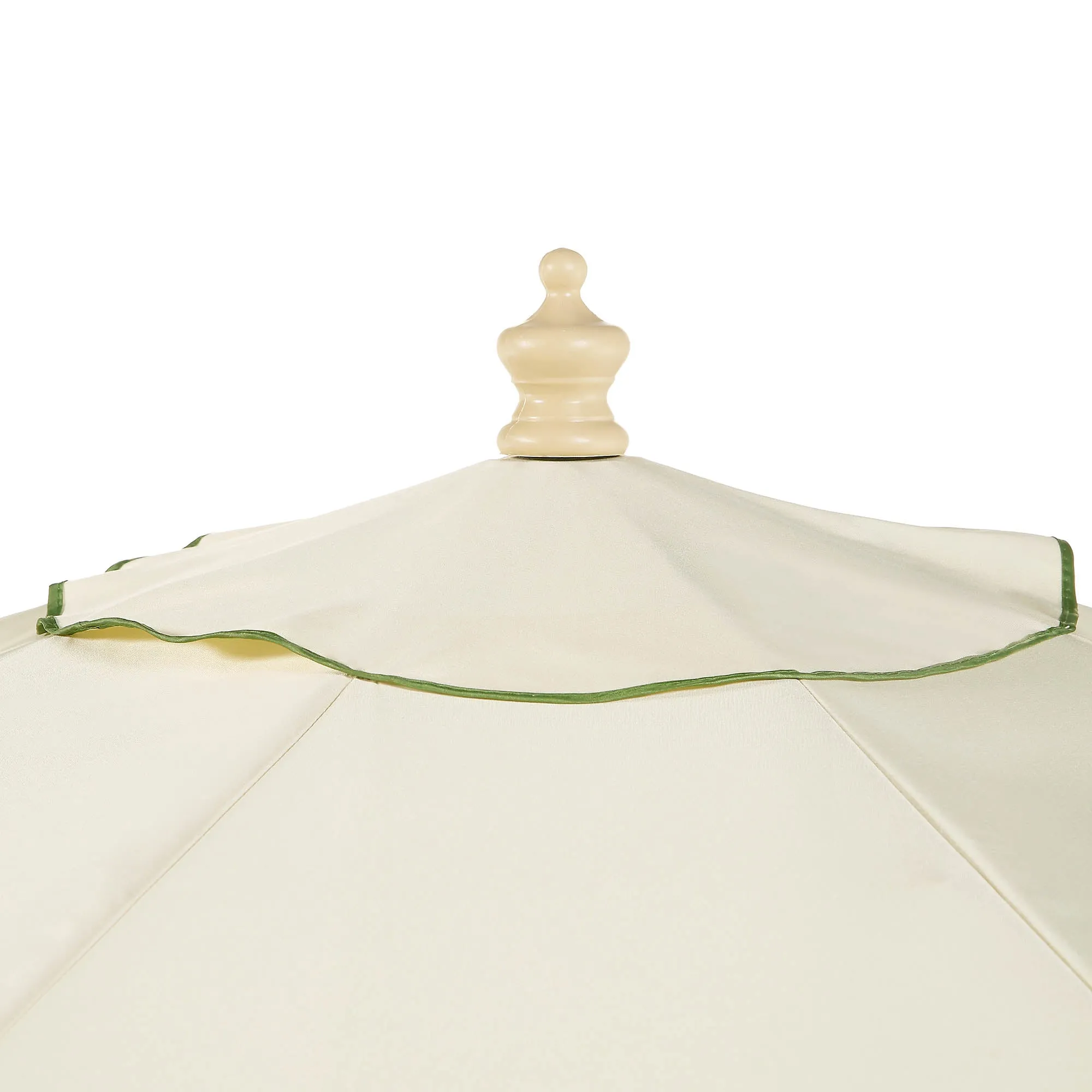 Beige 2.6M Octagonal Crank and Tilt Parasol with Grass Green Scalloped Edge