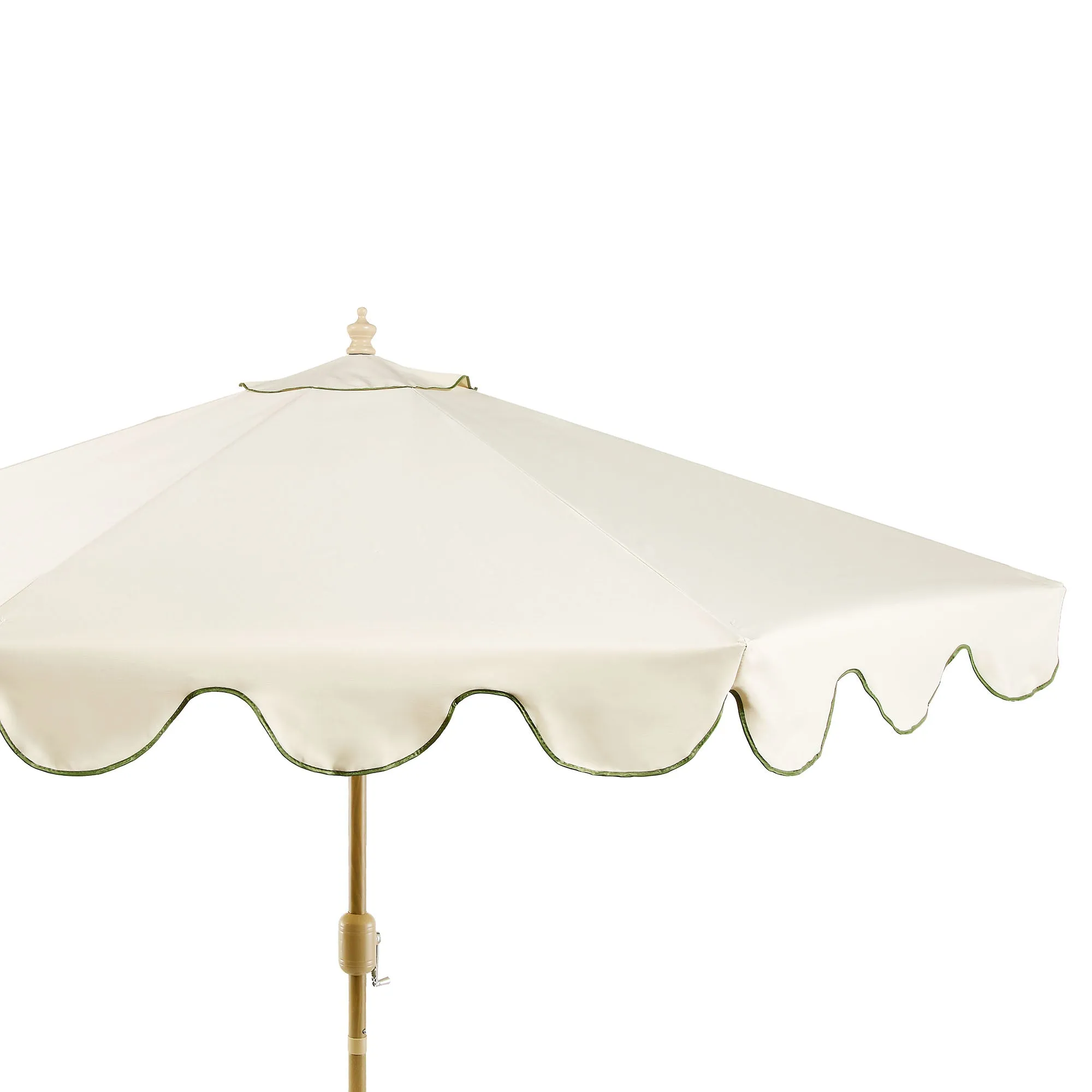 Beige 2.6M Octagonal Crank and Tilt Parasol with Grass Green Scalloped Edge