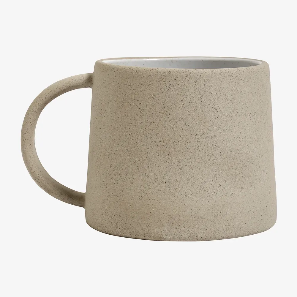 Beige and White Stoneware Mug