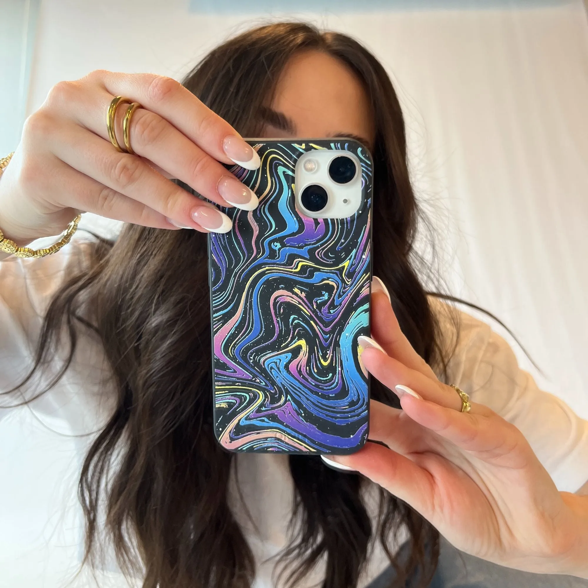 Black Galaxy Swirls iPhone 12 Mini Case