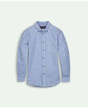 Brooks Brothers Boys Cotton Oxford Gingham Sport Shirt Blue