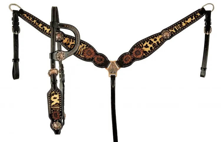 Cheetah & Sunflower One Ear Headstall