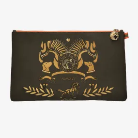 Clutch "Army Green" with golden print