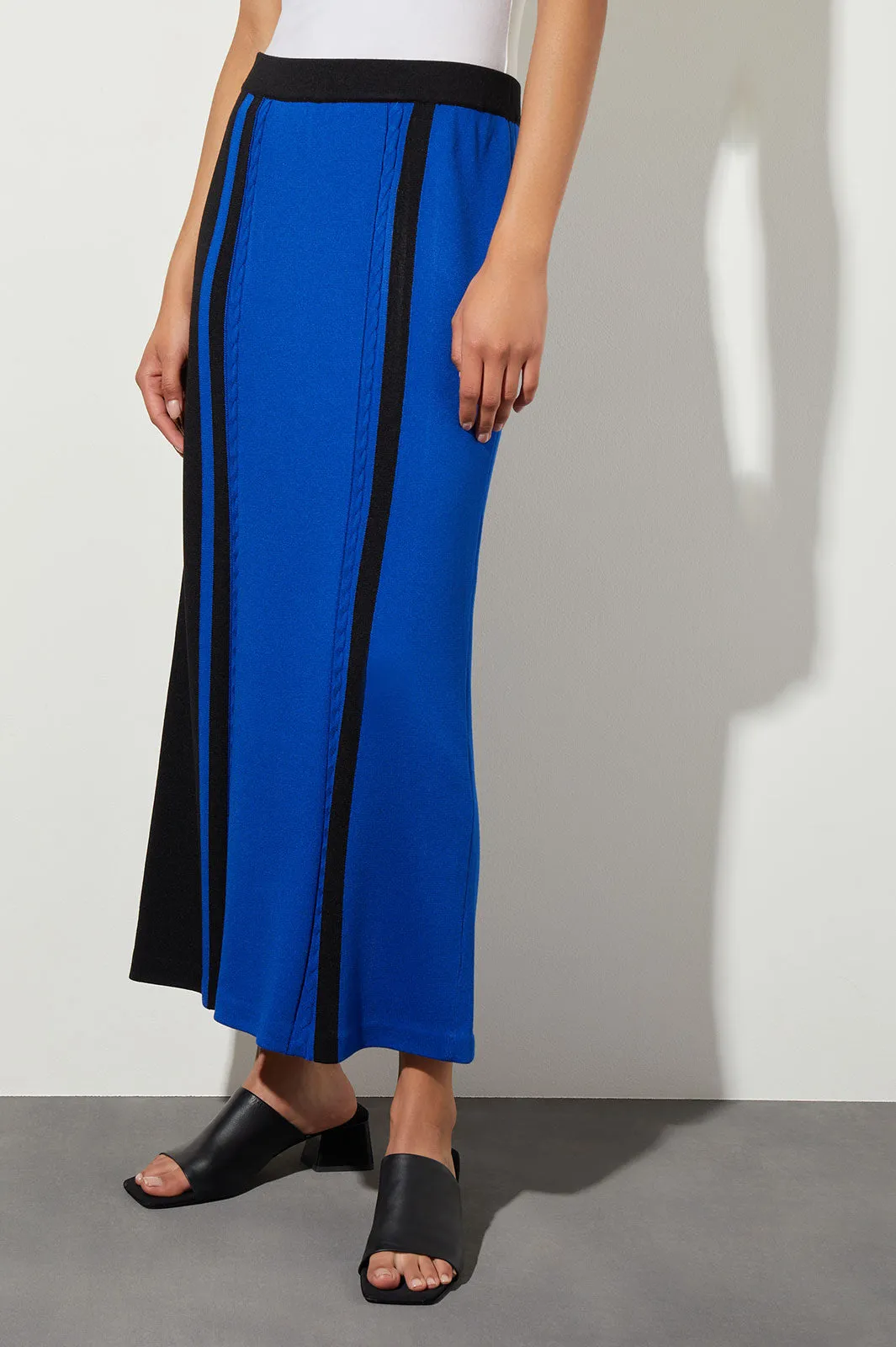 Colorblock Cable Soft Knit Maxi Skirt