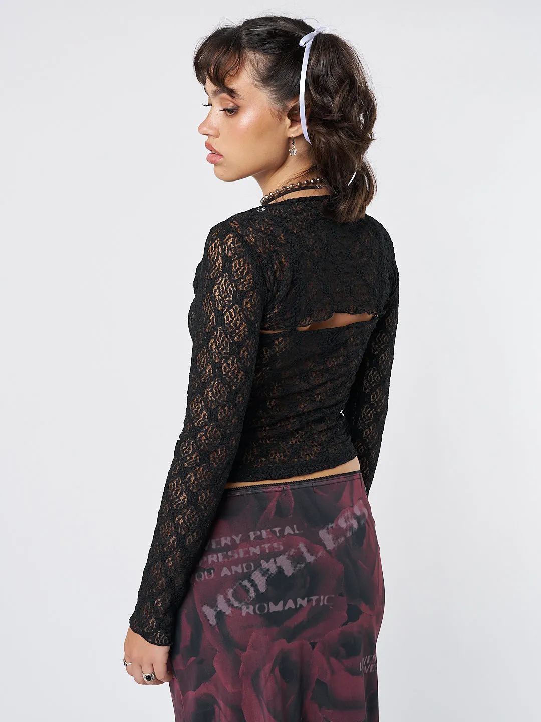 Dahlia Black Shrug & Cami Top Lace Set