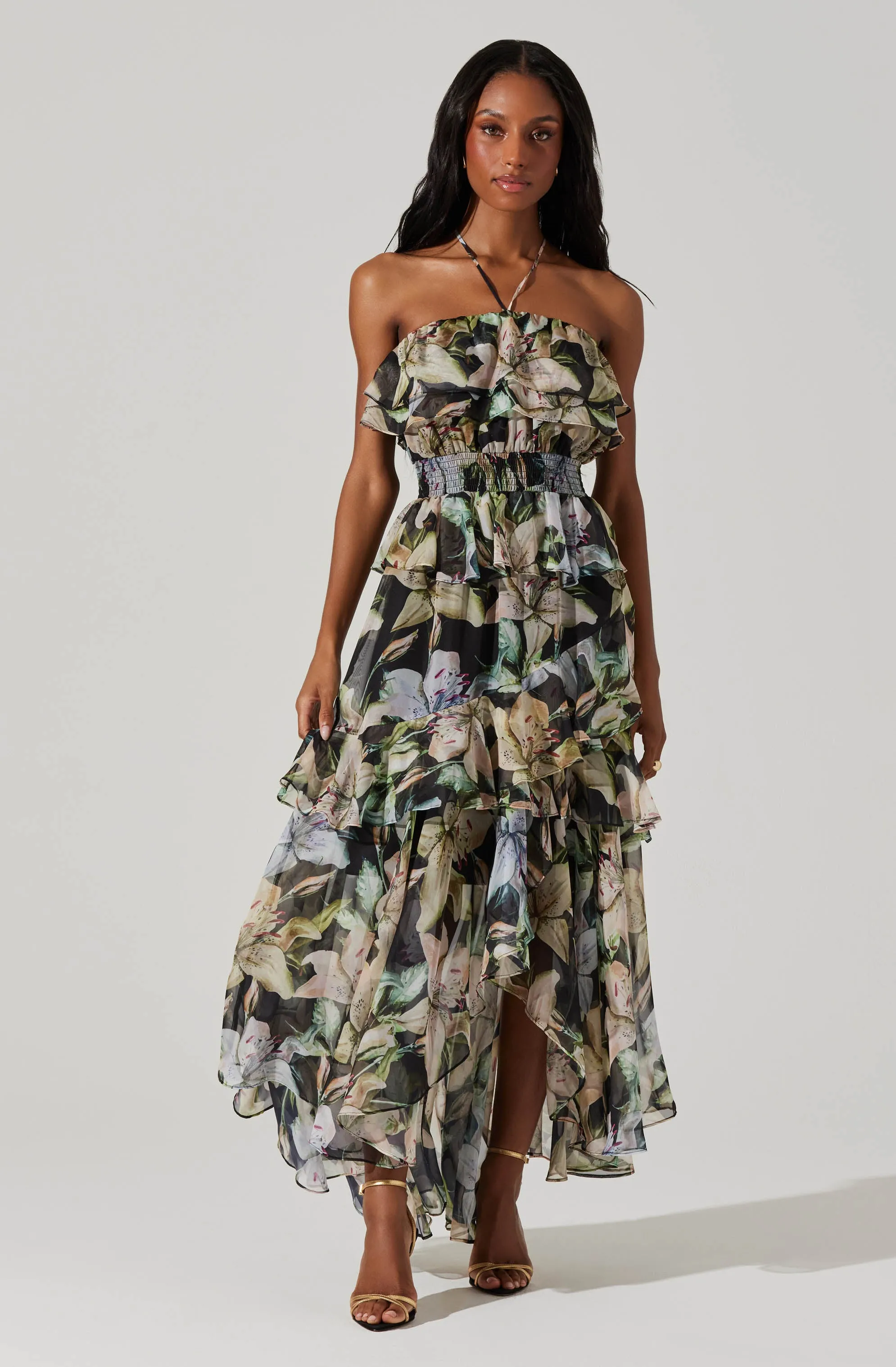 Elena Floral Halter Maxi Dress