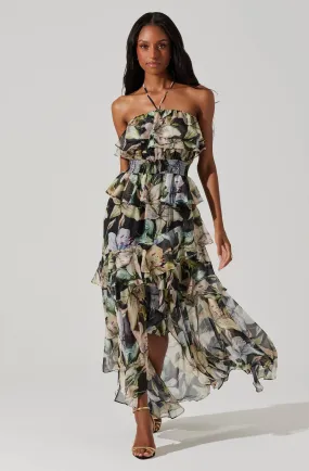 Elena Floral Halter Maxi Dress