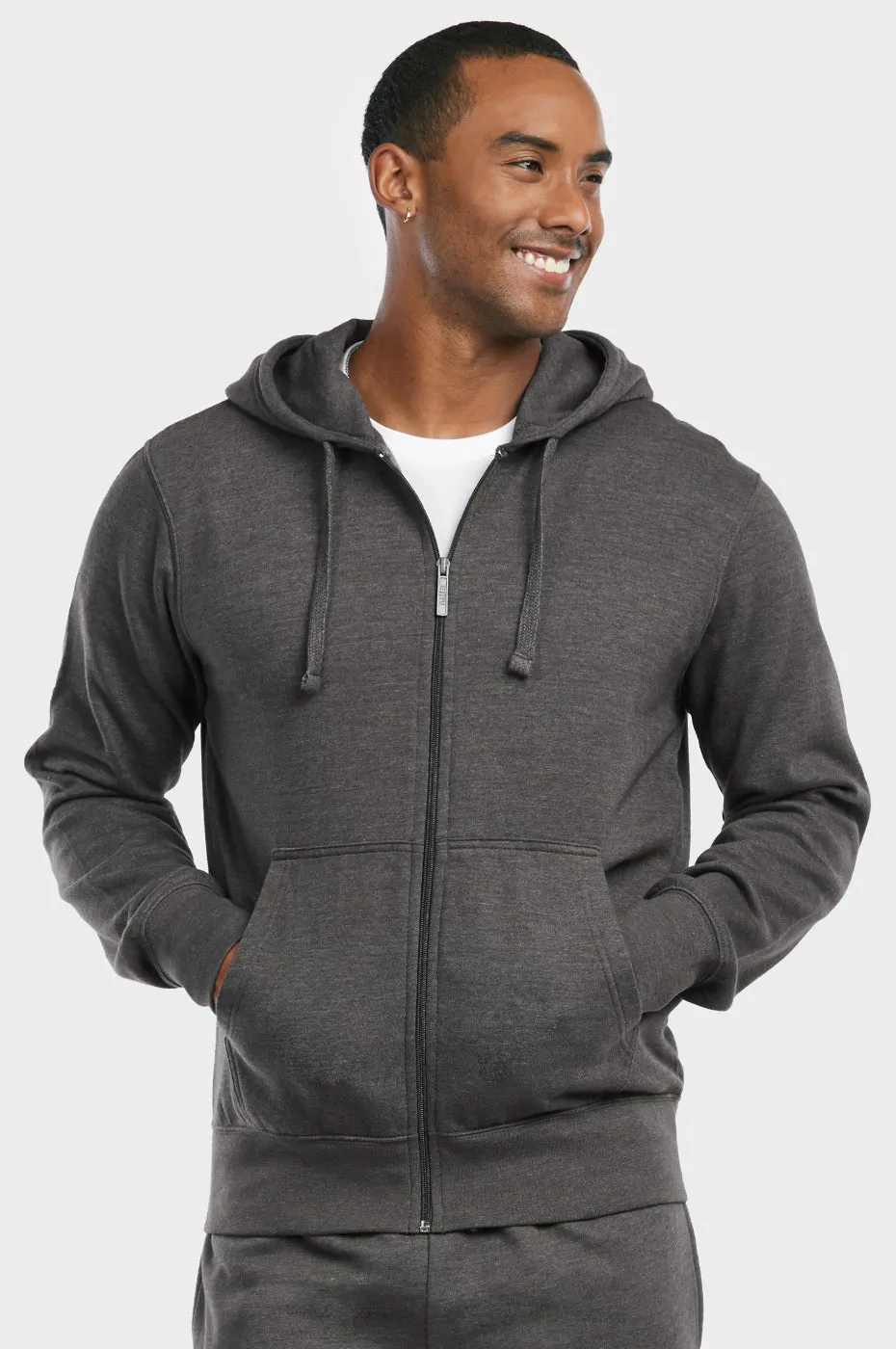 ET TU MEN'S LIGHTWEIGHT FLEECE ZIPPER HOODIE (HD2020E_CH-GR)