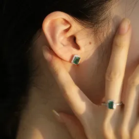 Evergreen Emerald Cube Earrings