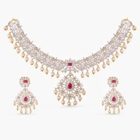 Floral Swirl Nakshatra CZ Necklace Set