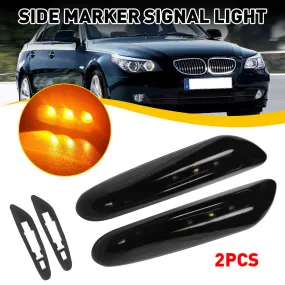 For 02-15 BMW E93 E92 E91 E90 E88 E84 E83 E82 E61 E60 E46 Smoked Dynamic LED Side Marker Light Turn Signal Lamp Assembly