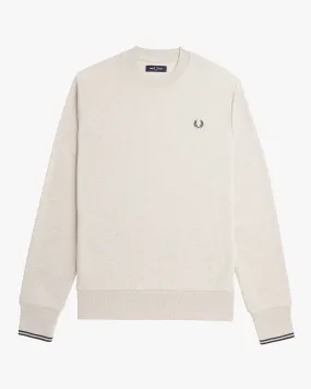 Fred Perry Crew Neck Sweatshirt - Porridge Marl / Anchor Grey