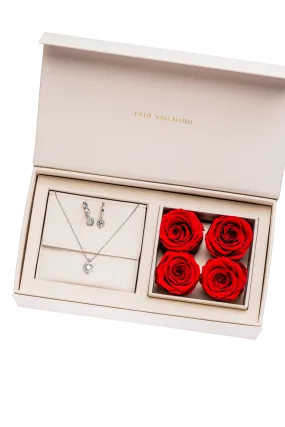 Glamorous Heart Rose Box Silver