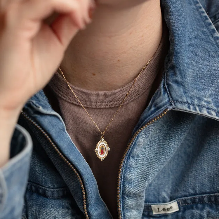 Guadalupe White Enamel Necklace