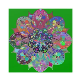 Hand-Drawn Bright Mandala Poster - Dark Green