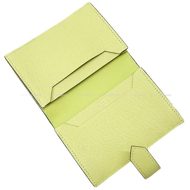 HERMES card holder Bearn Card holder Jaune Bourgeon Chevre Myzore Gold HW Stamp U[BRAND NEW][Authentic]