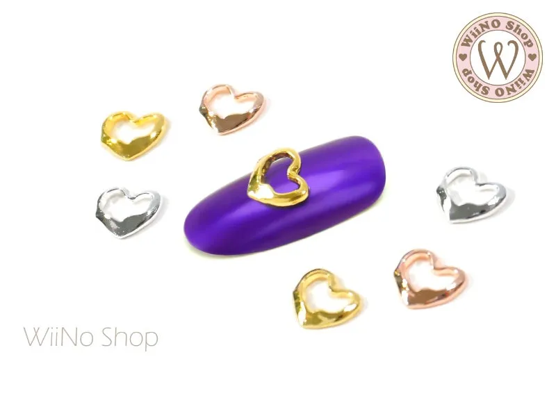 Irregular Heart Frame Nail Metal Charm - 2 pcs