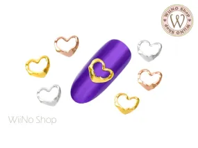 Irregular Heart Frame Nail Metal Charm - 2 pcs