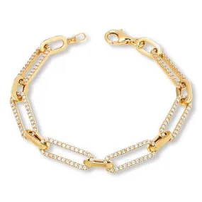 Katharine McPhee Pavé Paperclip Chain Bracelet - Sterling Silver