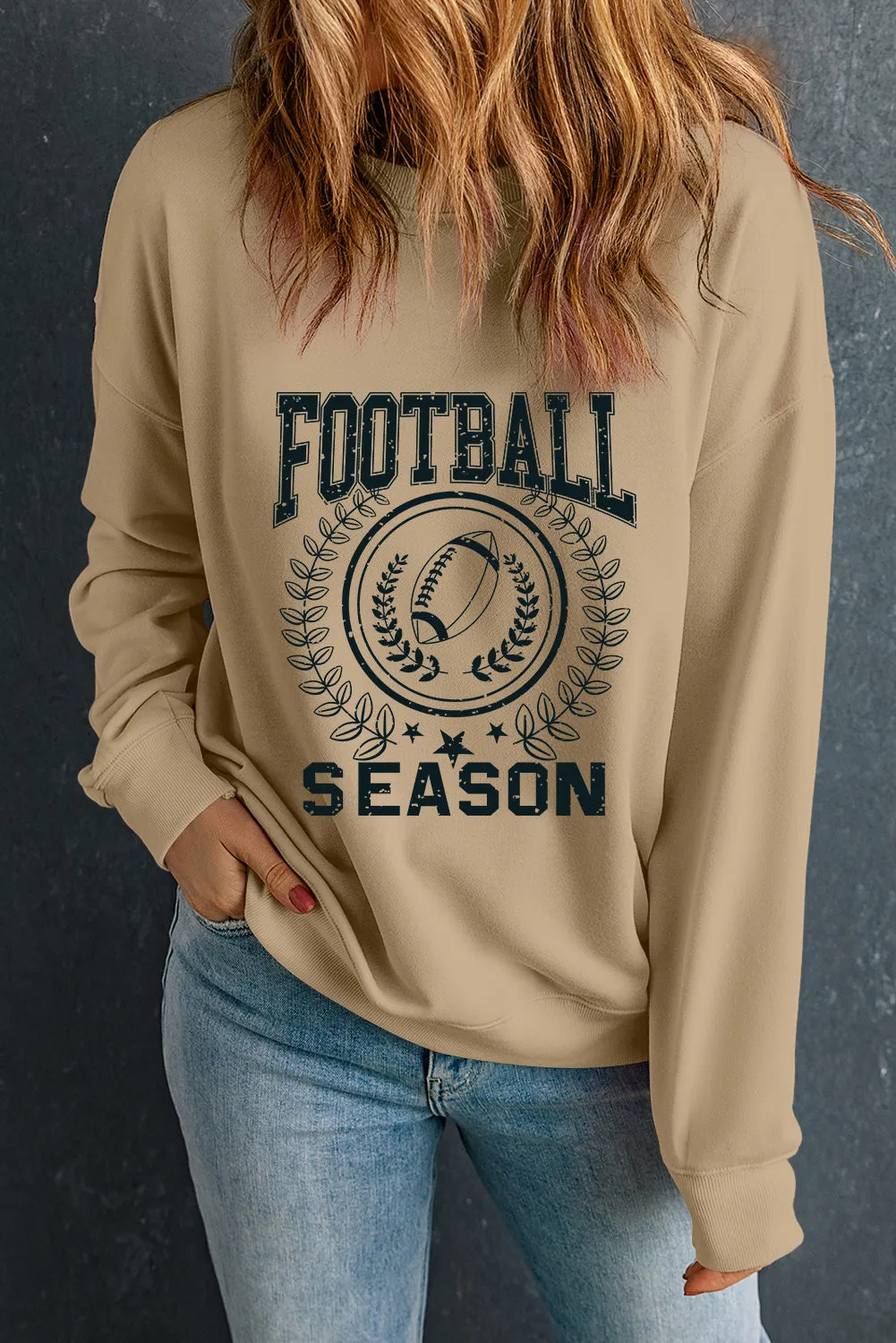 Khaki FOOTBALL SEASON Graphic Game Day Sweatshirt