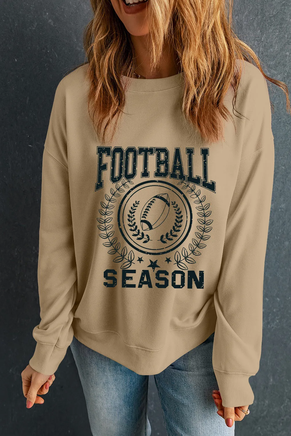 Khaki FOOTBALL SEASON Graphic Game Day Sweatshirt