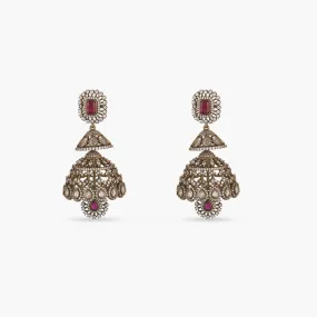 Layered Nakshatra CZ Jhumka Earrings