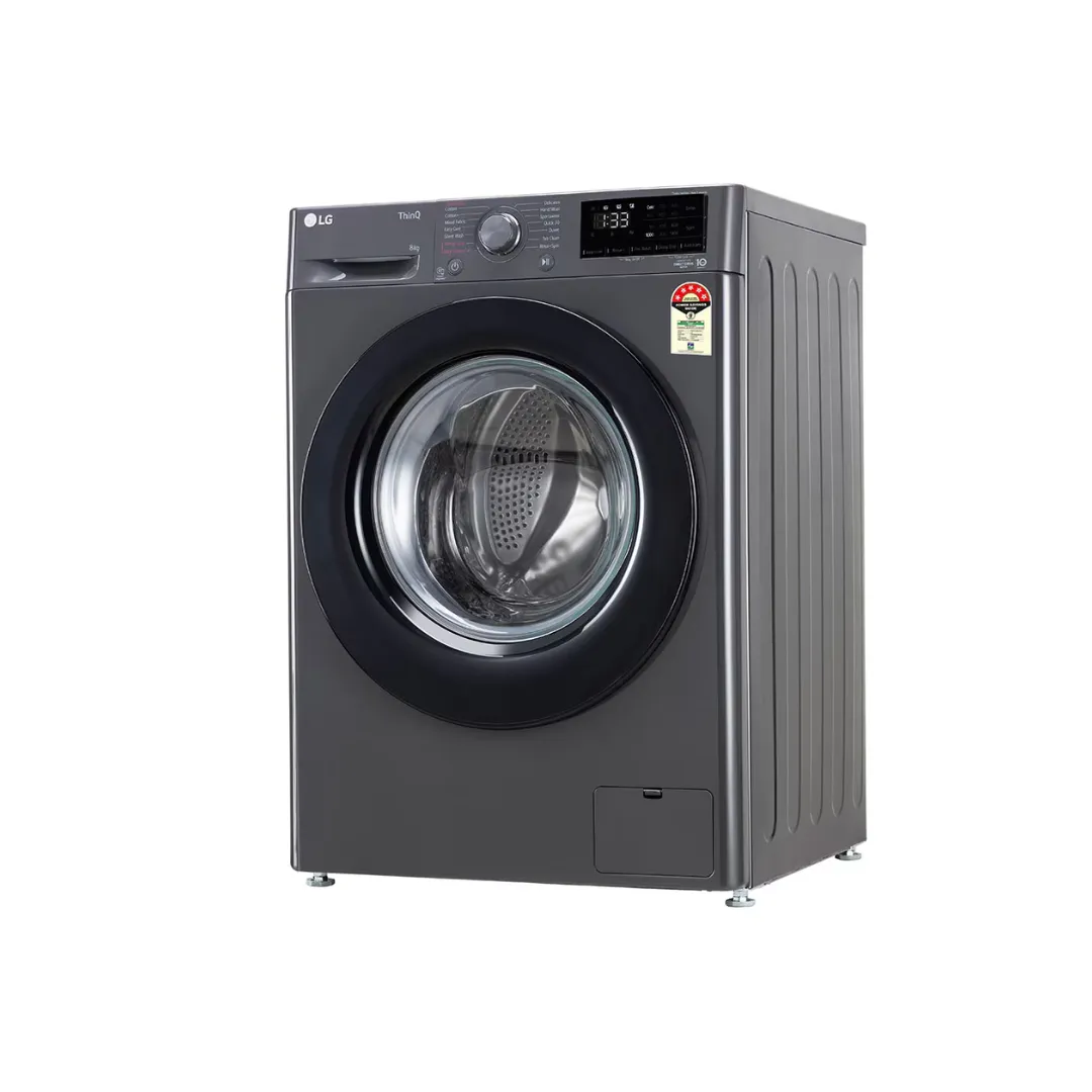 LG 8Kg Front Load Washing Machine, AI Direct Drive™ , Steam, Middle Black