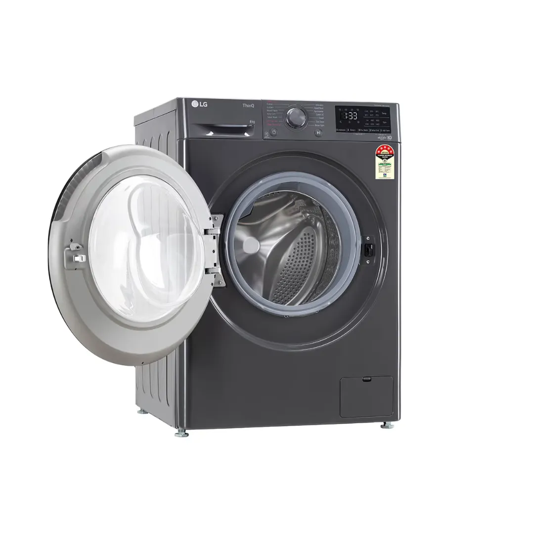 LG 8Kg Front Load Washing Machine, AI Direct Drive™ , Steam, Middle Black